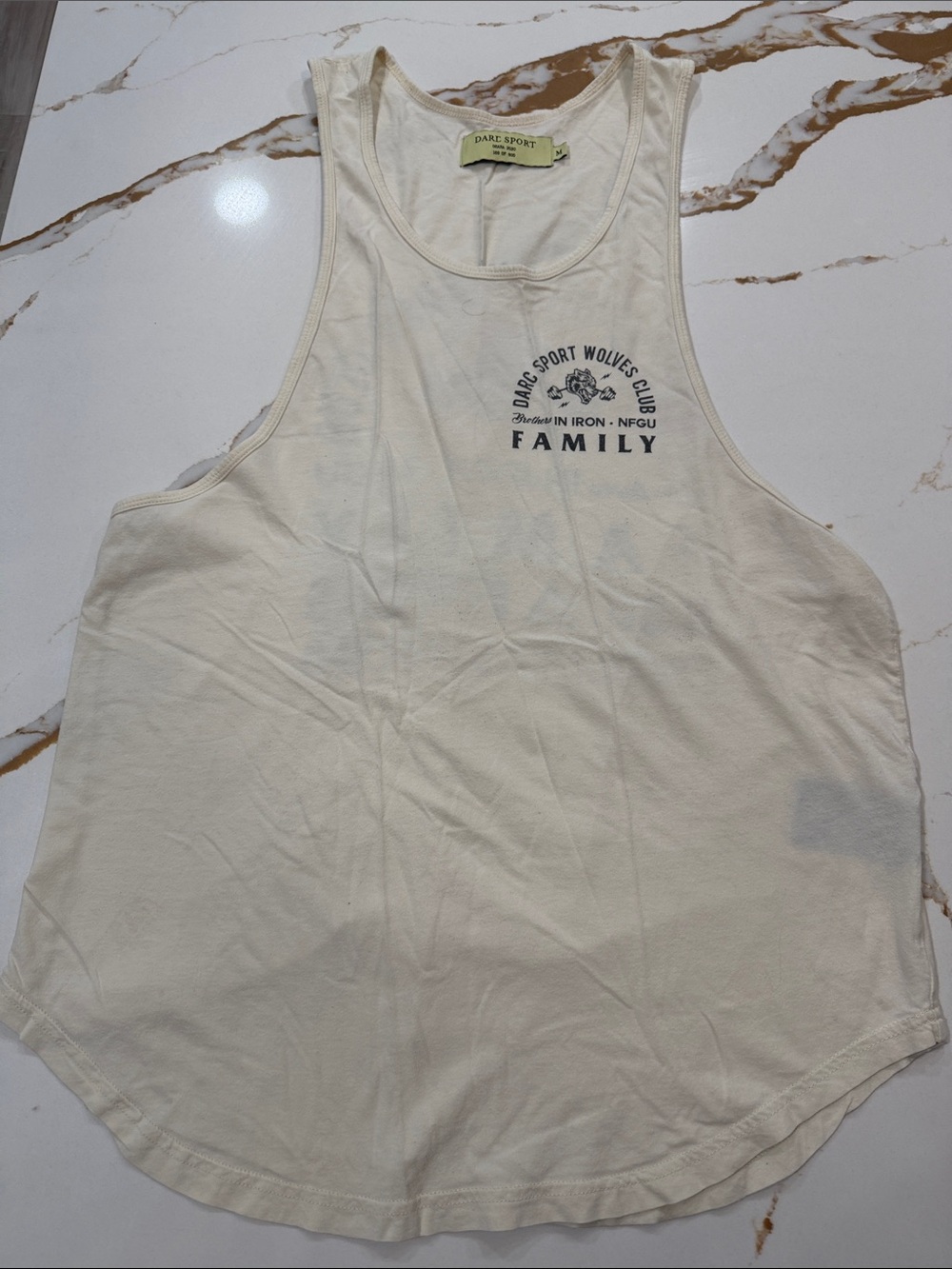 Darc Sport Cream Tank Top with 'Family' Graphic